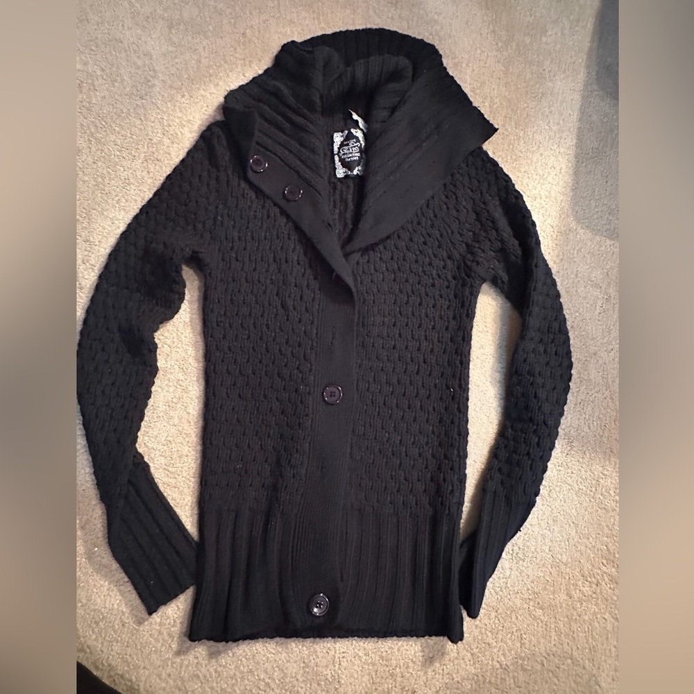 Yoki Black Textured Cardigan Sweater
